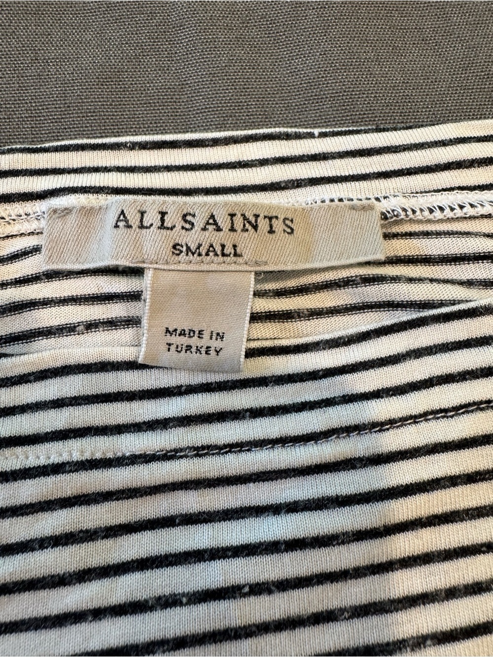 All Saints Women's Oversized Boat Neck Black & White Striped Long Sleeve Tee - S - Picture 4 of 6